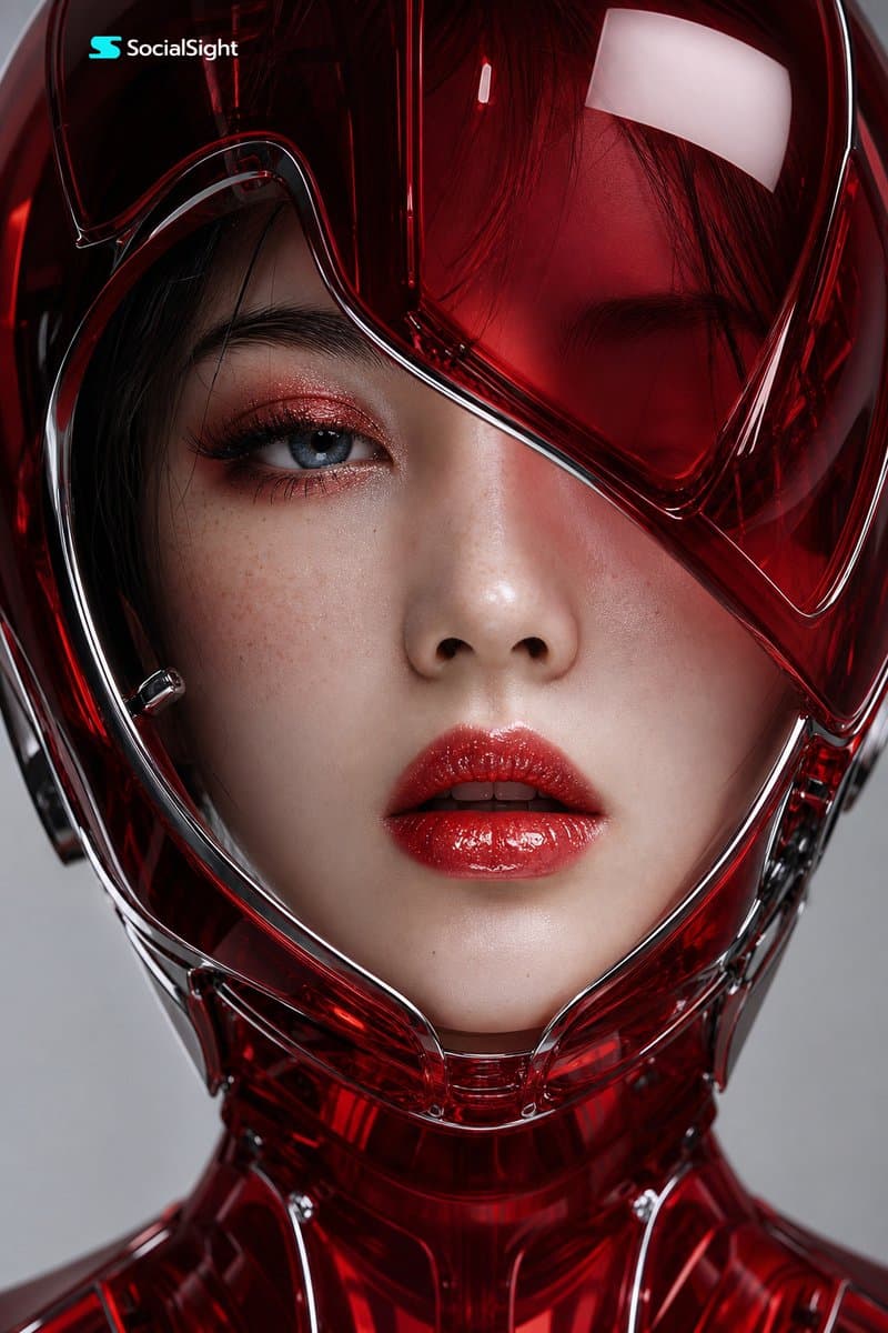 社交媒体帖子 - 未来感赛博风格日本女性肖像
