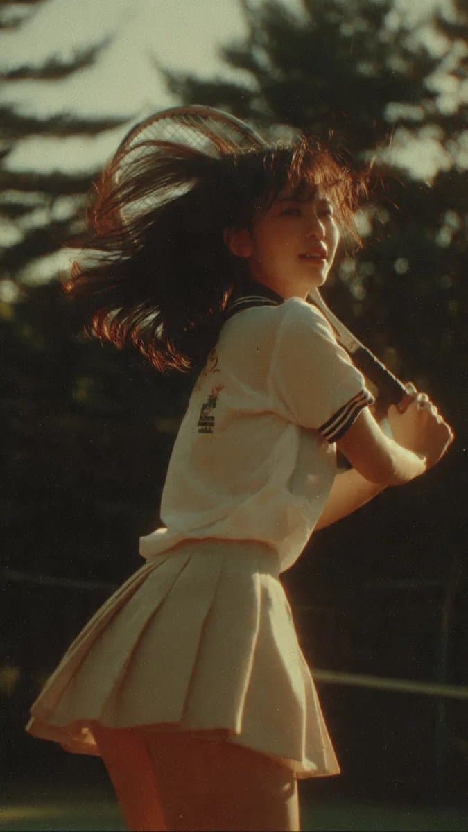 社交媒体帖子 - 90 年代日本电影风格网球比赛