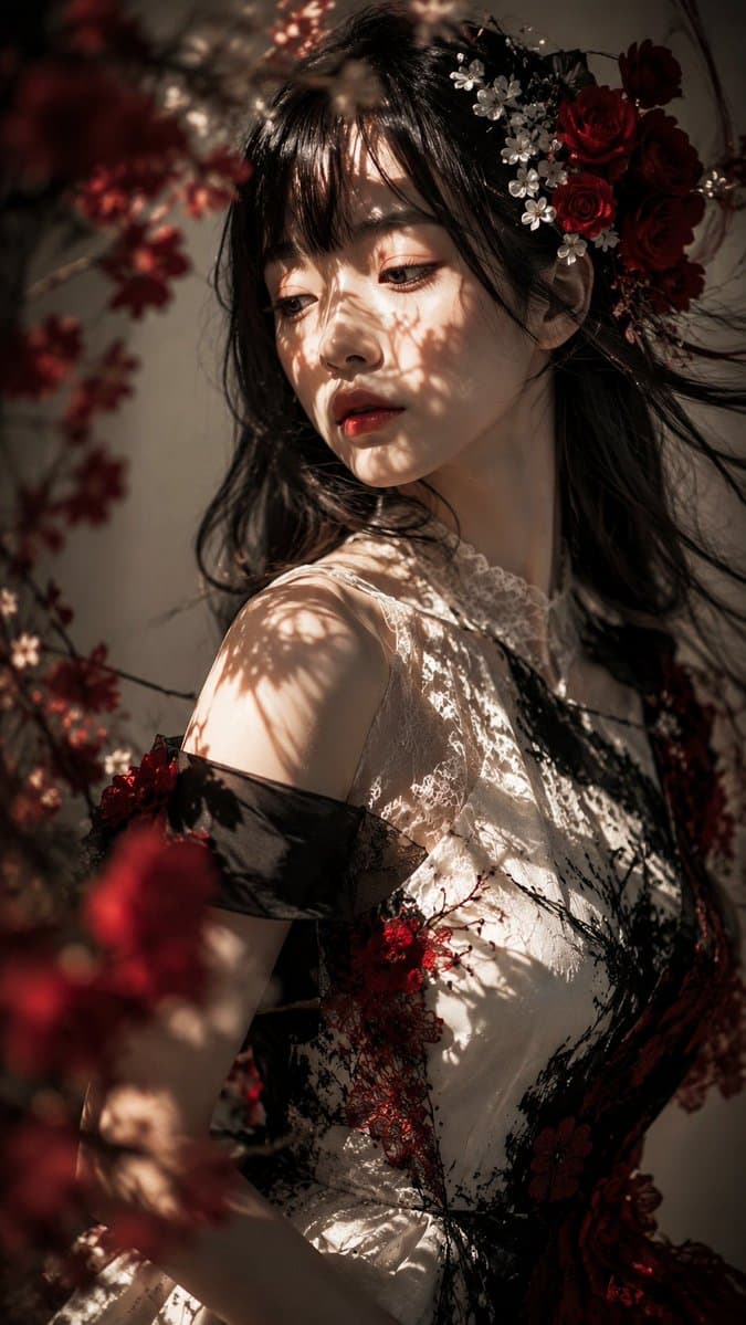 社交媒体帖子 - 哥特式花卉园林肖像
