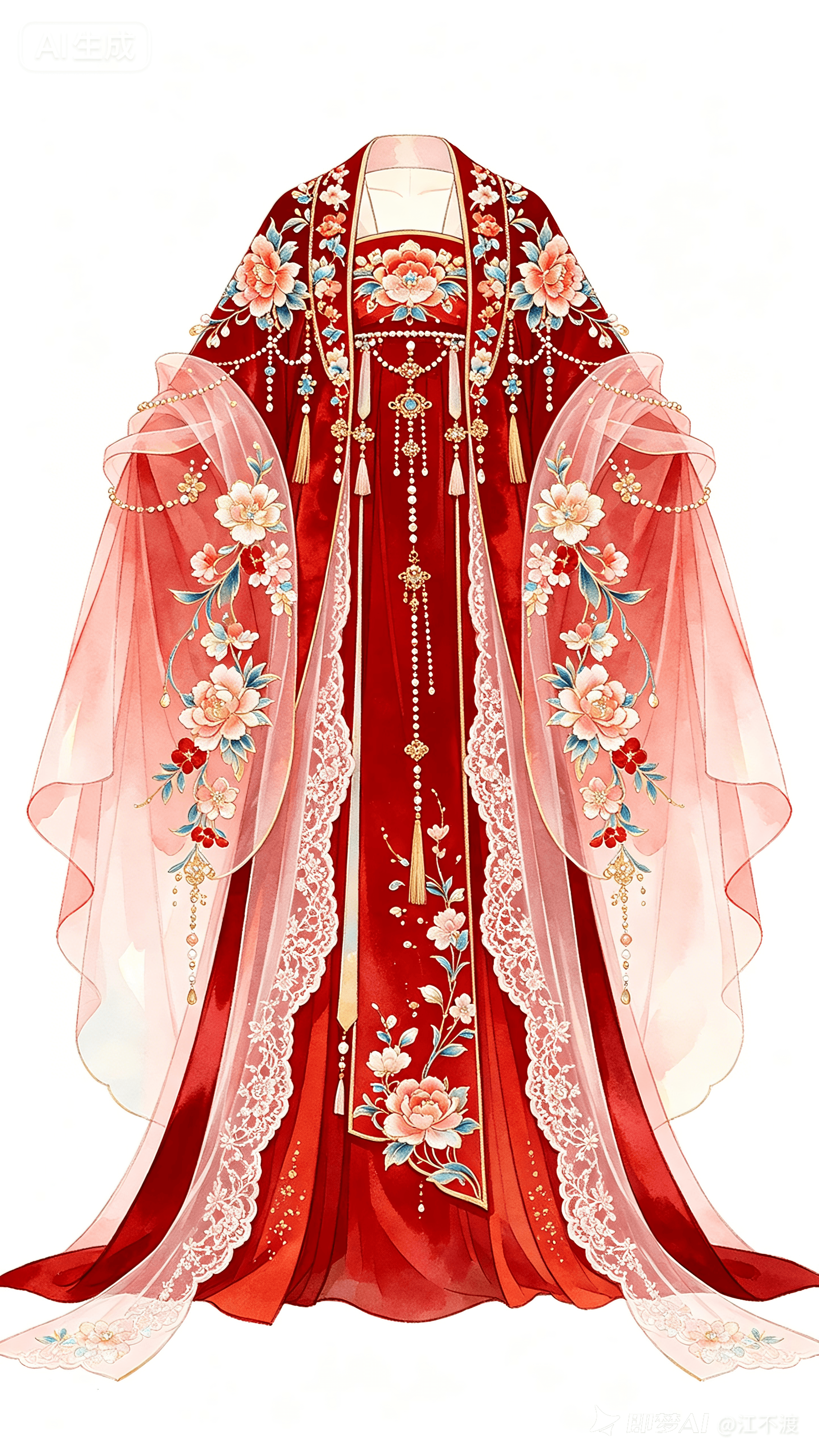 红色汉服服饰设计